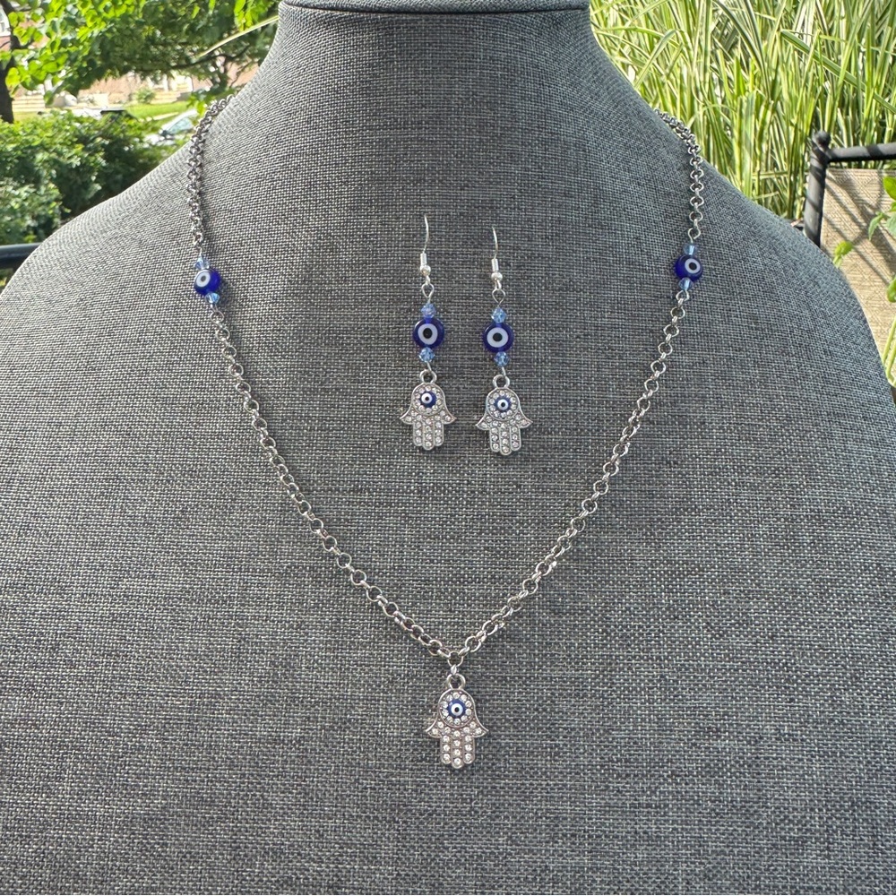 Handmade Evil Eye & Hamsa Necklace Set 🧿 🪬